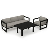 Avion Classic 3 Piece Sofa Set - Black - Canvas Charcoal