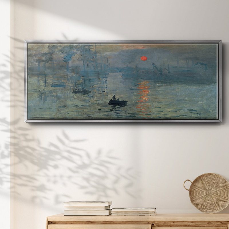 Lever de soleil, H 8 po x l 20 po x P 1,5 po, Toile argentée avec cadre flottant