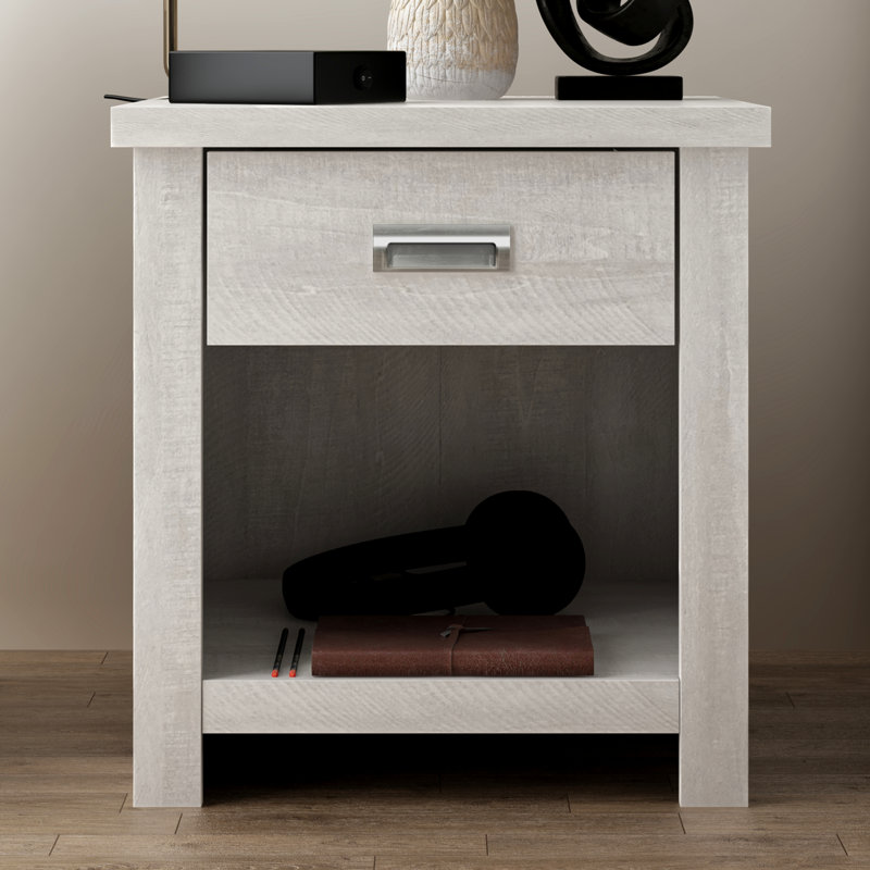 Khiri 20.8" 1 Drawer Nightstand, Dusty Gray Oak