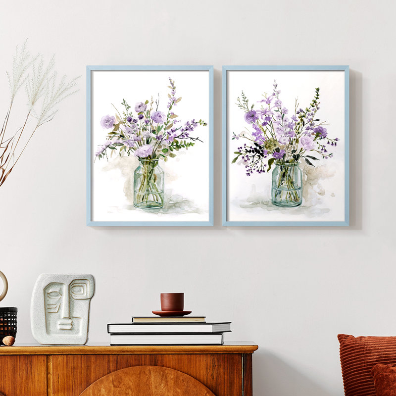 «Purple Passion I», reproduction encadrée de qualité supérieure - prête à être accrochée - aucun clou requis - aucun clou requis