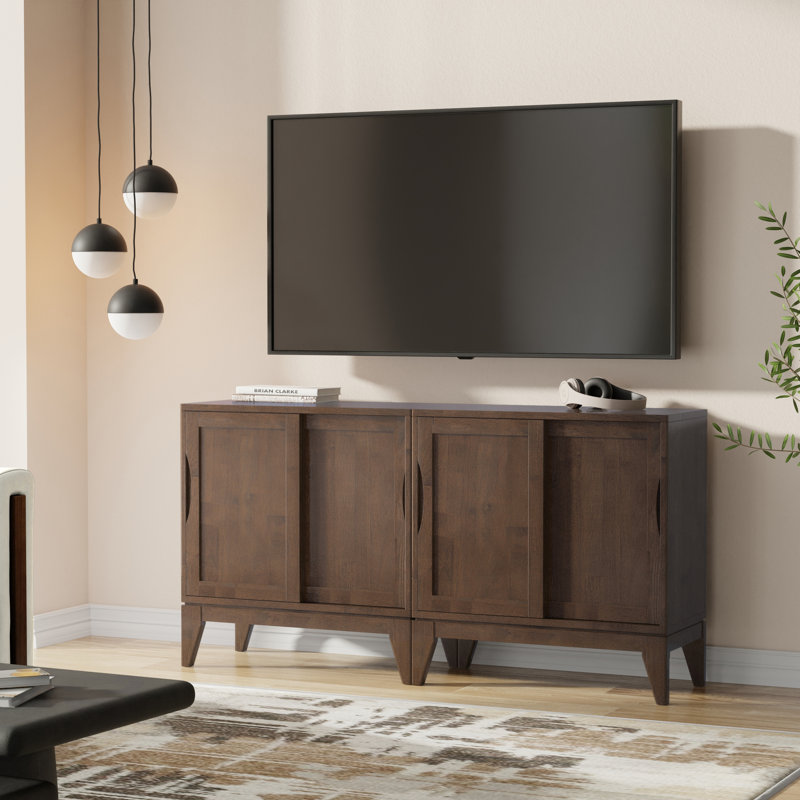 Harper SOLID HARDWOOD 30W Storage Cabinet With Doors Set Of 2, Walnut Brown