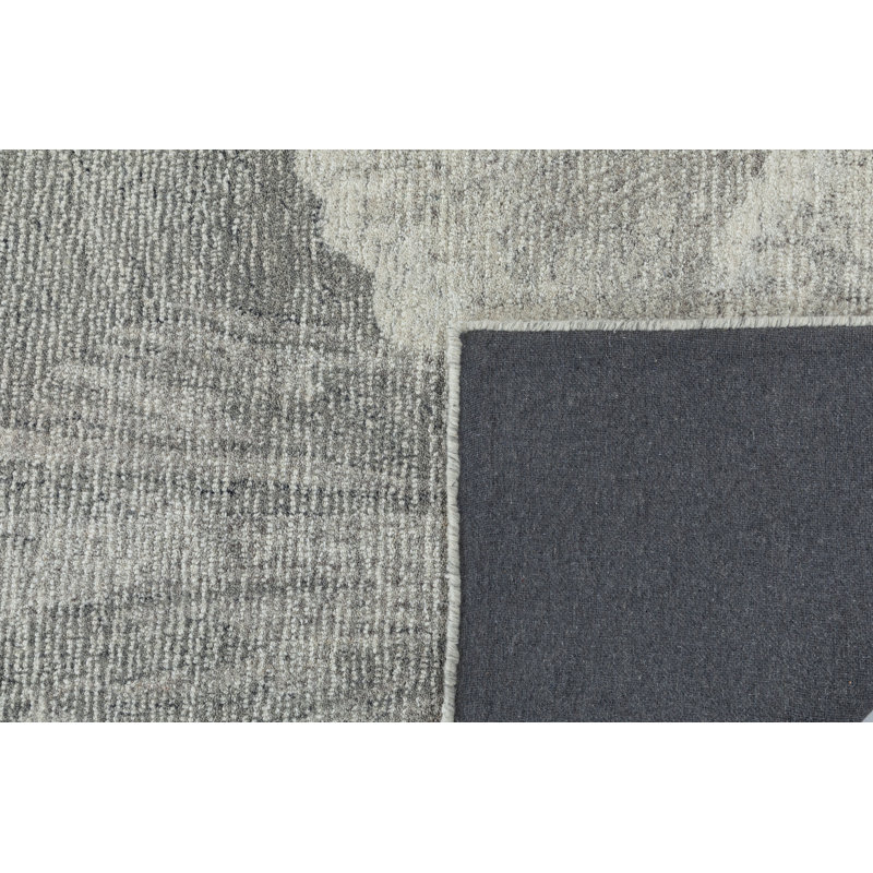 Gingko Hand Tufted Gray Area Rug, Rectangle 7'6" x 9'6"