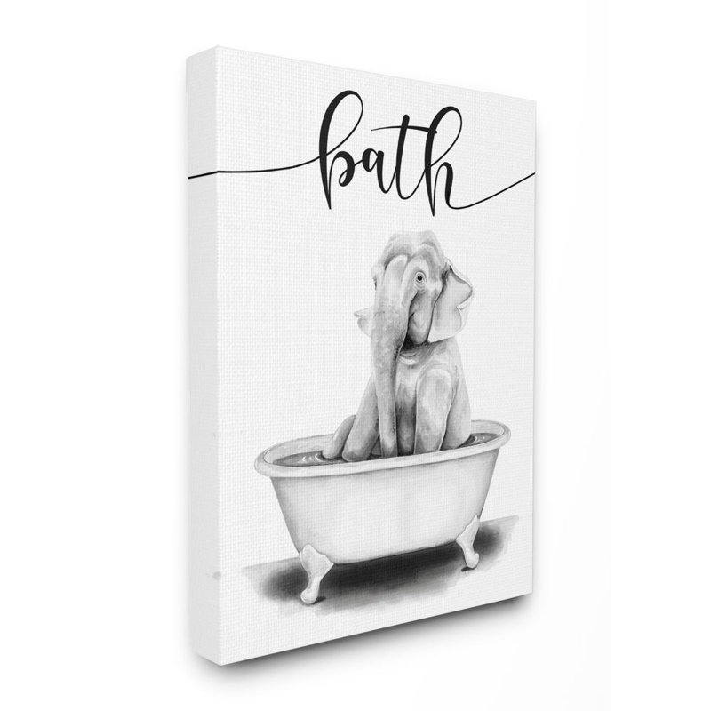 Reproduction d’art graphique, "Elephant Bath" par Rachel Nieman, Toile tendue, H 40 po x l 30 po x 1,5 po