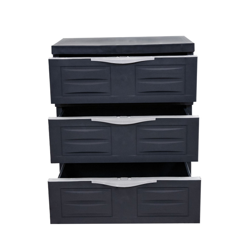 Heavy-Duty 3-Drawer Storage Cabinet, Charcoal/Gray Trim