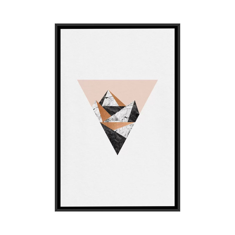 «Geo Landscape Triangle», impression sur toile, H 26 po x l 18 po x P 1,5 po, Toile avec cadre noir, Pas de tapis