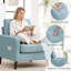 Élégante chaise d'appoint rembourrée en tissu avec pieds robustes en bois massif-1344559607