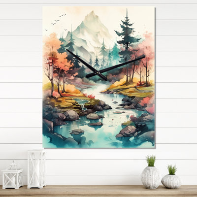 Irisha - Horloges murales rivière paysage de montagnes
