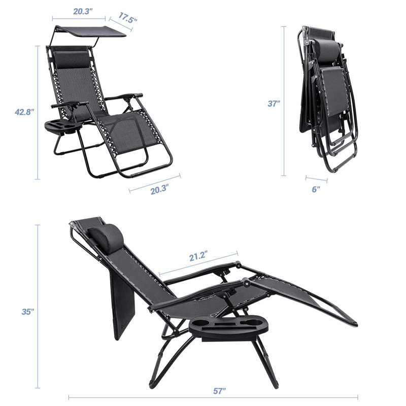Fabiola Folding Zero Gravity Chair, Black