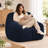 Compression 37"W Soft Teddy Fabric Tufted Memory Sponge Foam Filled Bean Bag Chair-1689164112