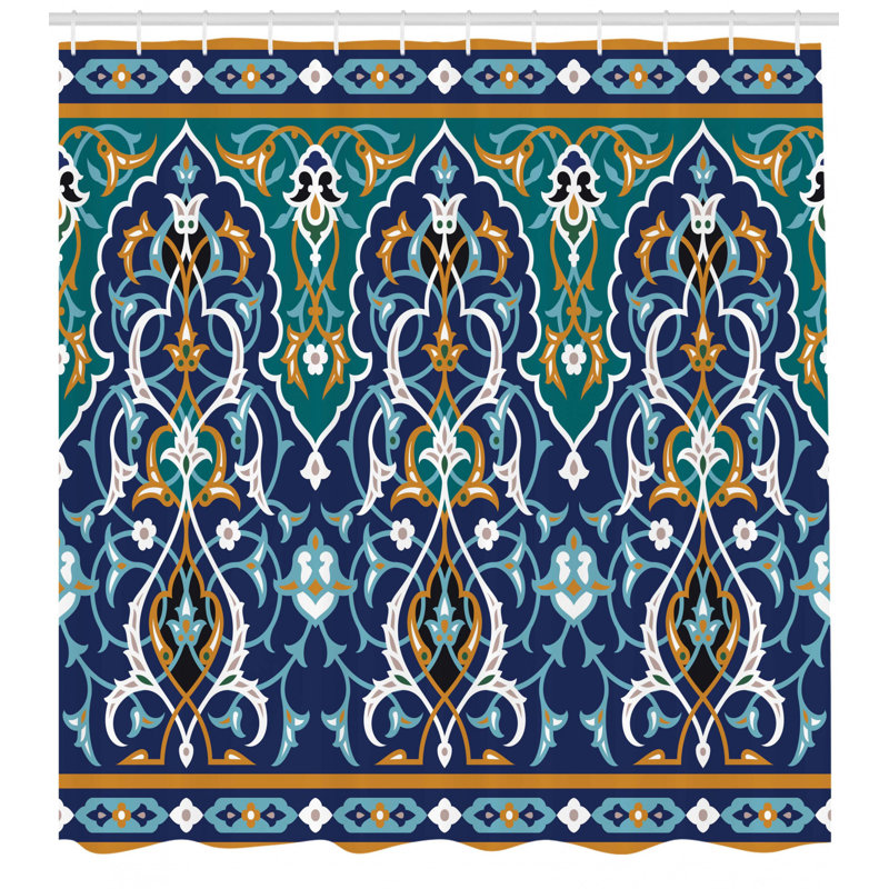 Armir Damask Shower Curtain with Hooks Included, 75" H x 69" W