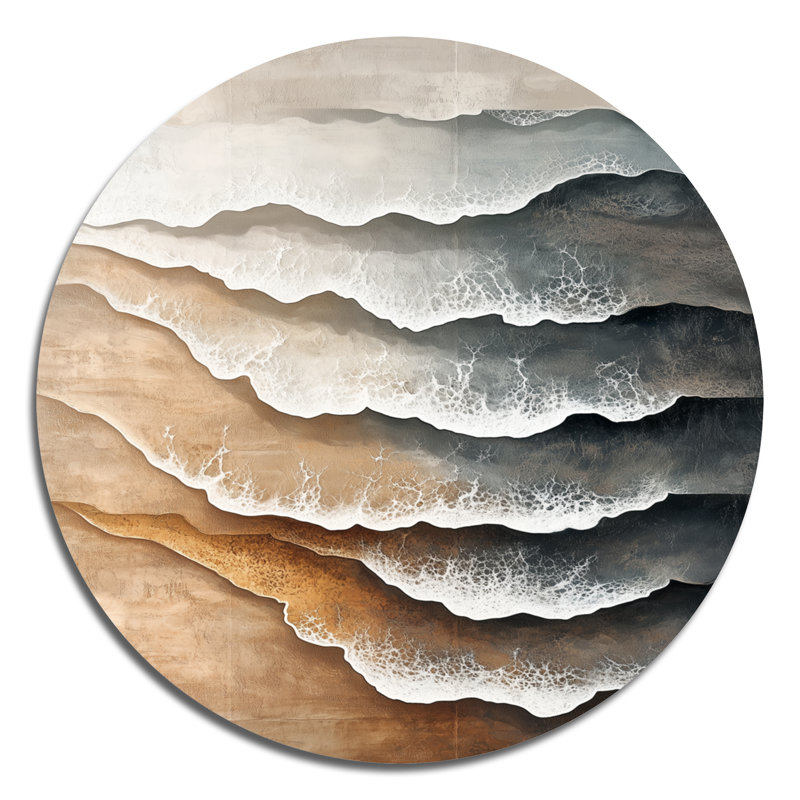 «Waves Calming», art mural rond en métal Coastal Large, L 23 po x H 23 po