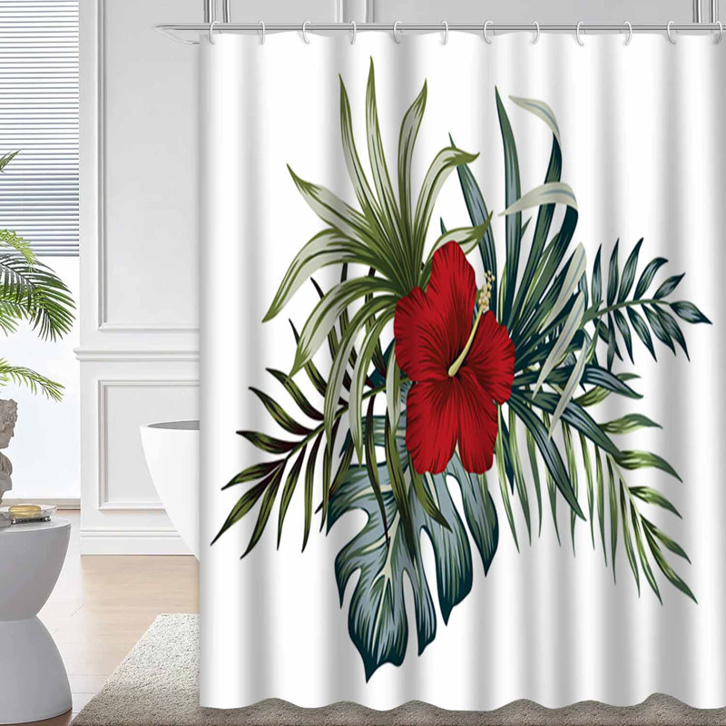 Rideau de douche imperméable Tropical Bouquet Vintage Hibiscus, L 72 po x l 84 po