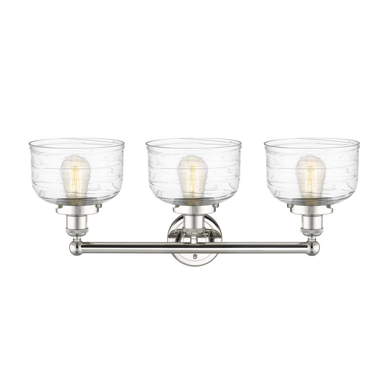 Éclairage pour meuble-lavabo à 3 lumières à intensité variable Raykwan, Tourbillon déco transparent, Nickel poli