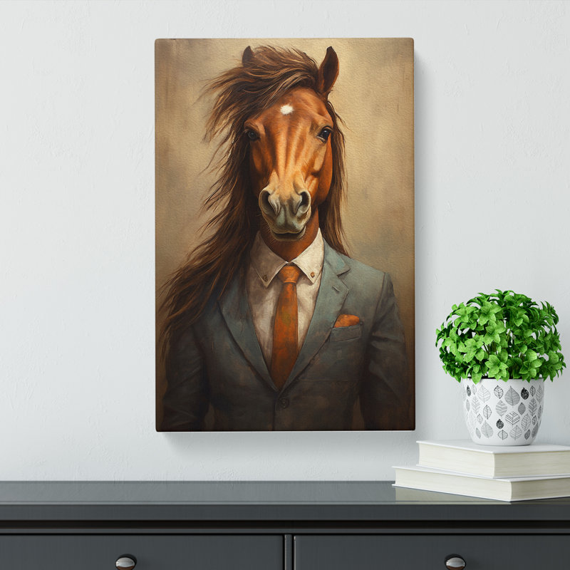Pony In A Suit No.5 - Wrapped Canvas Print