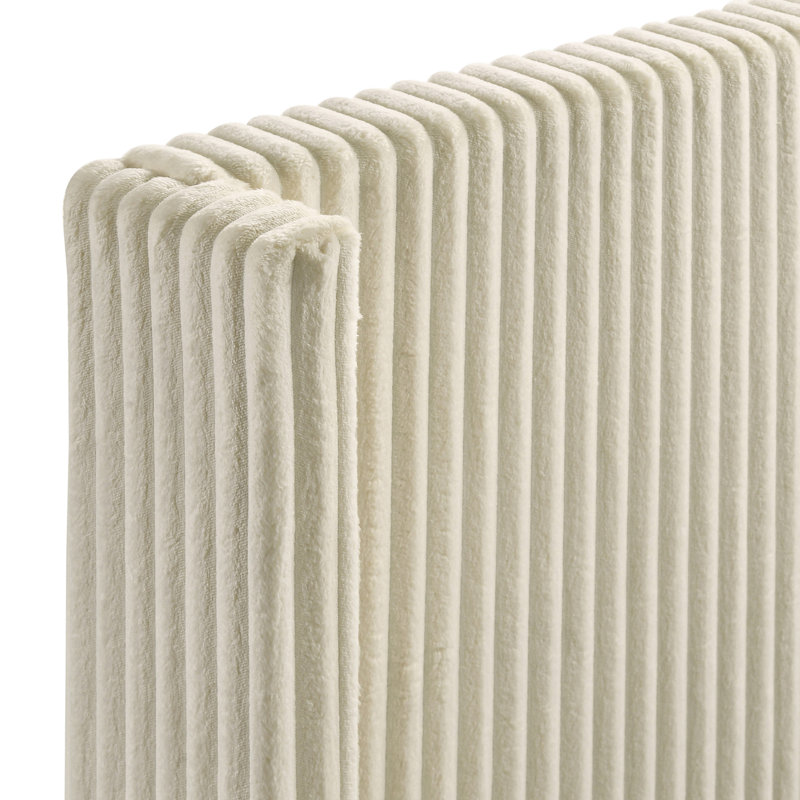 Lit à panneau en velours côtelé Corduroy, Beige, Très grand lit