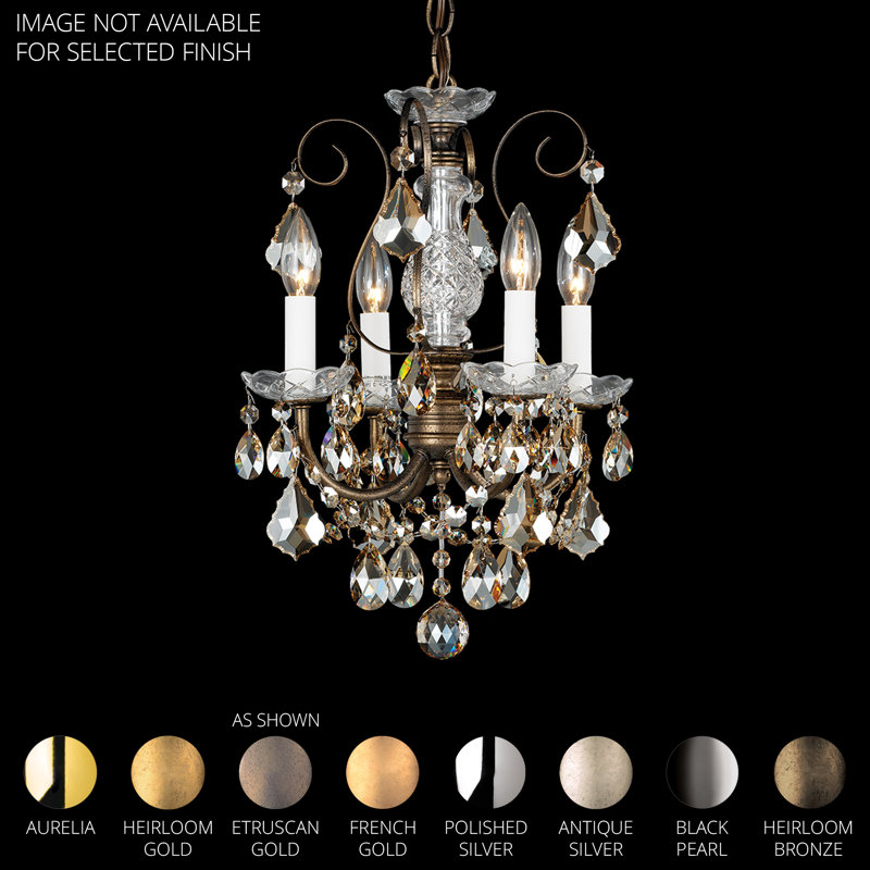 New Orleans 4 Light 12in x 16.5in Pendant in Polished Gold with Clear Heritage Handcut Crystals, Heirloom Gold, Czech