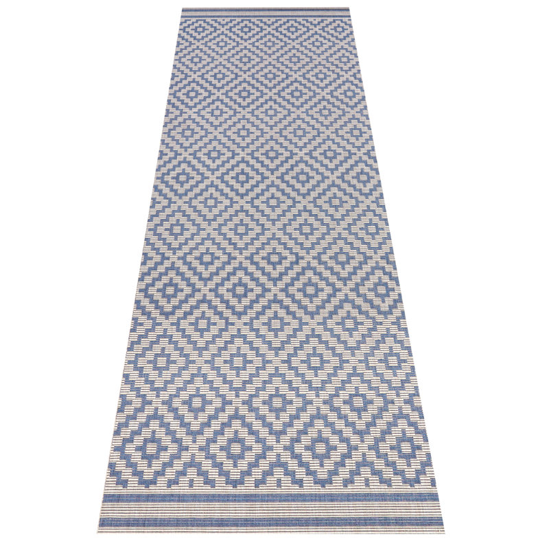 Meadow Flatweave Blue Rug, Runner 80 x 200cm