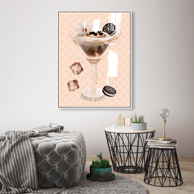 Oliver Gal Espresso Martini Luxe Glam & Bar - Hand-Applied Glass Coat Framed Canvas Art, 30" H x 24" W, White
