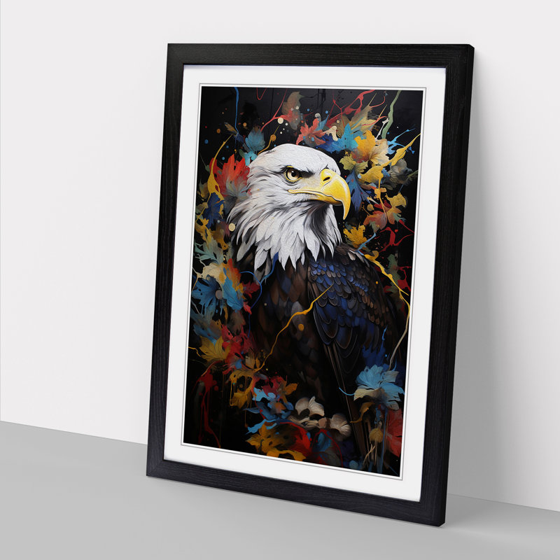 Eagle Neo-Plasticism - Single Picture Frame Print on Wood, Black, 64" H x 46" W x 2" D