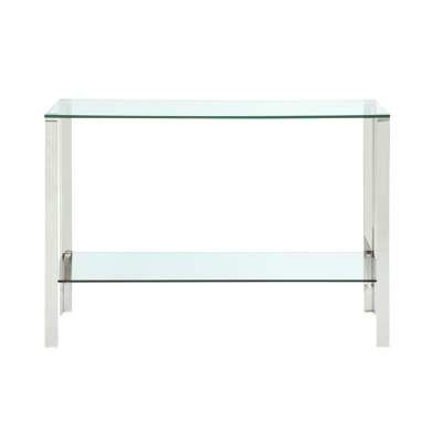 Bedworth Contemporary Rectangular Glass & Stainless Steel Sofa Table by Orren Ellis