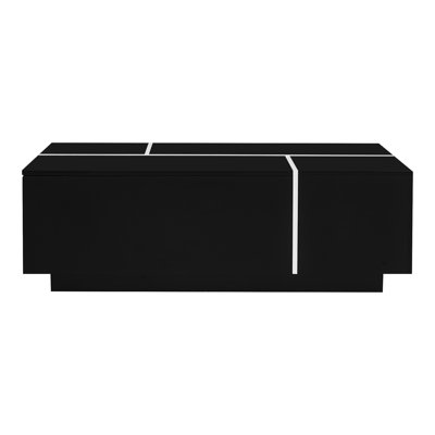Living Room's 47.2''-72.7'' Extendable Multi-Functional Coffee Table With High-Gloss Finish, 2 Hidden Storage And Drawers, Construction Spaces For Room, Build