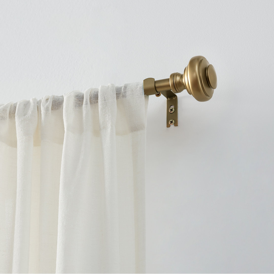 Mode Simplicity Collection 5/8 in Diameter Curtain Rod Set with Doorknob Finials and Steel Wall Mounted Adjustable Rod, Fits 32 in to 90 in Windows MODE 