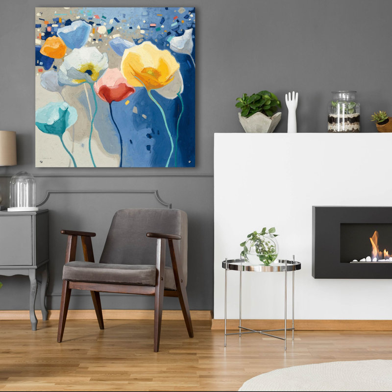 «Bleusy» par Shirley Novak, art mural en verre acrylique, H 36 po x l 36 po x P 0,2 po