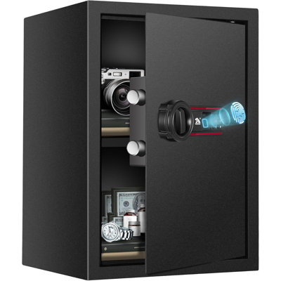 Tigerking Biometric Fingerprint Safe Box, 1.8 Cu. ft., Digital Keypad and Removable Shelf for Home Office