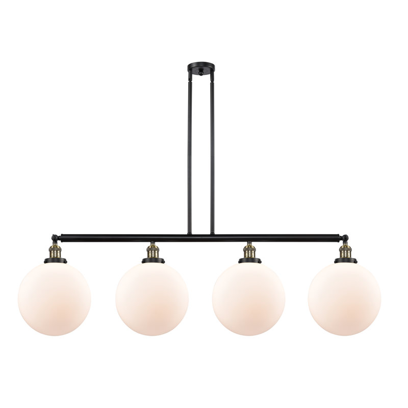 Luminaire suspendu pour îlot de cuisine 4 lumières Penman, Grainé, Nickel poli, Ampoule non incluse