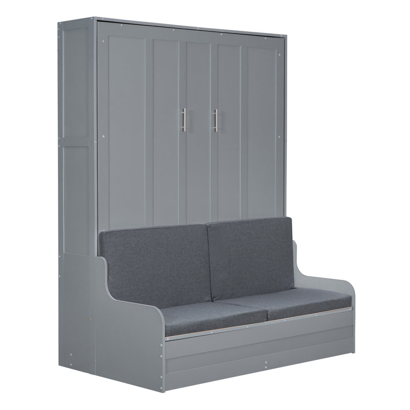 Soloma Queen Murphy Bed with Sofa Cushion, Gray