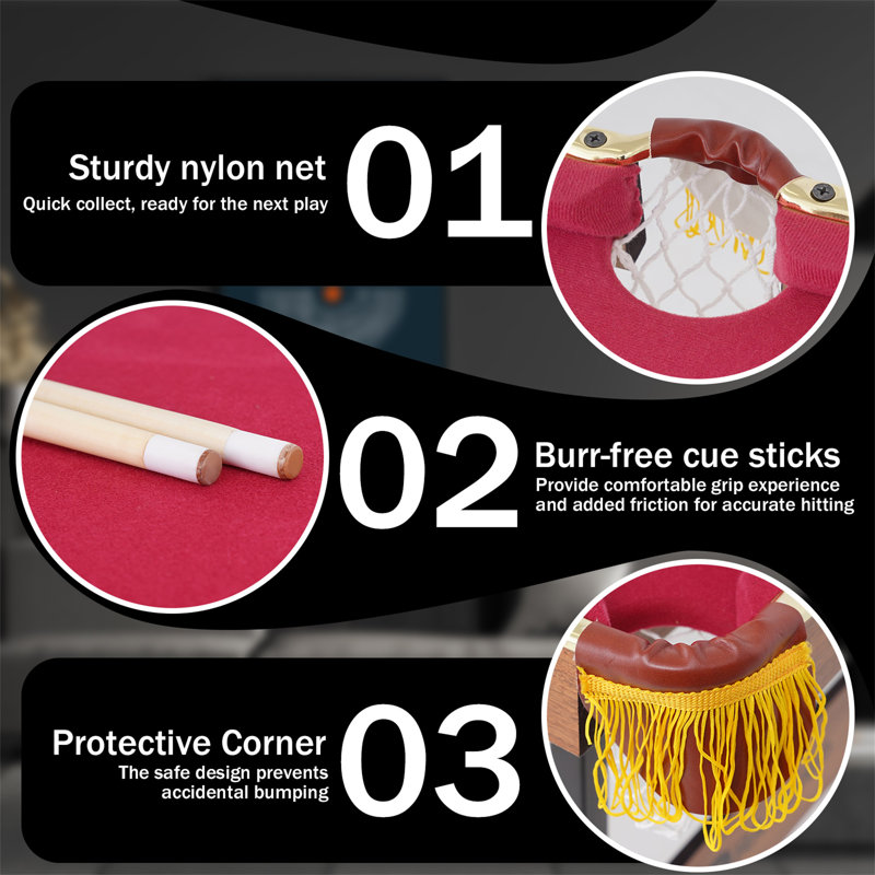 Table de billard portative 54 po RayChee, Rouge / bois brun