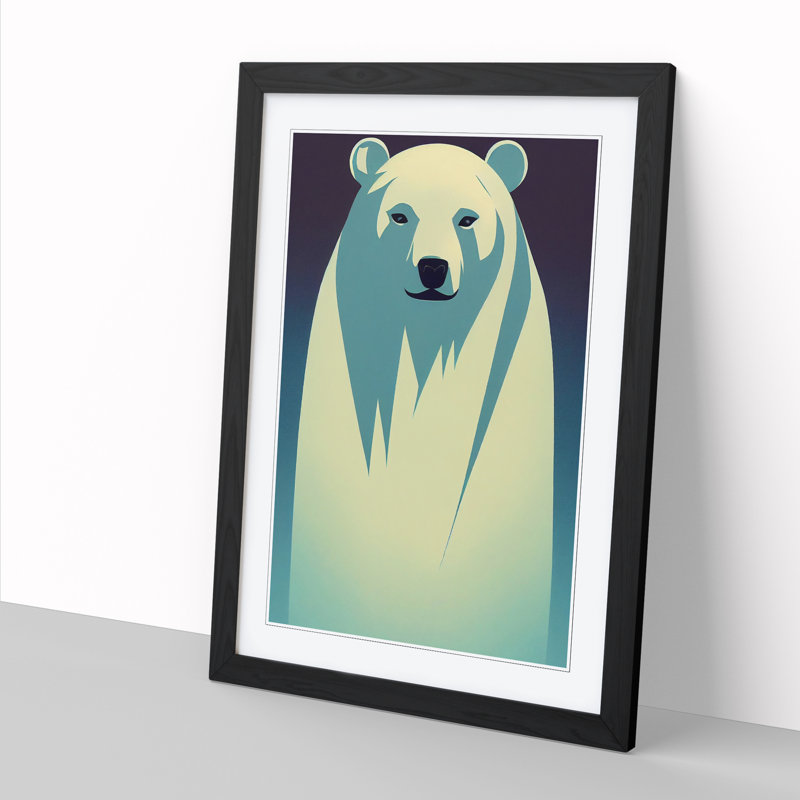 FRM-V0523-1880X Polar Bear Art Deco Vol.1 - Picture Frame Print, 46cm H x 34cm W x 2cm D, Black