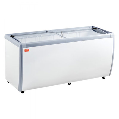 Vitrine à crème glacée commerciale, congélateur coffre de 20 pi cu, congélateur profond à plateau en verre mobile, armoire de trempage Gelato avec 12 grandes cuves, 2 portes coulissantes en verre, roulettes verrouillables, blanc