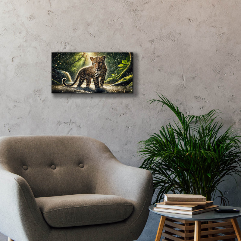 «Wet Kitty Leopard» par Rey Klimt, art mural, H 12 po x l 24 po