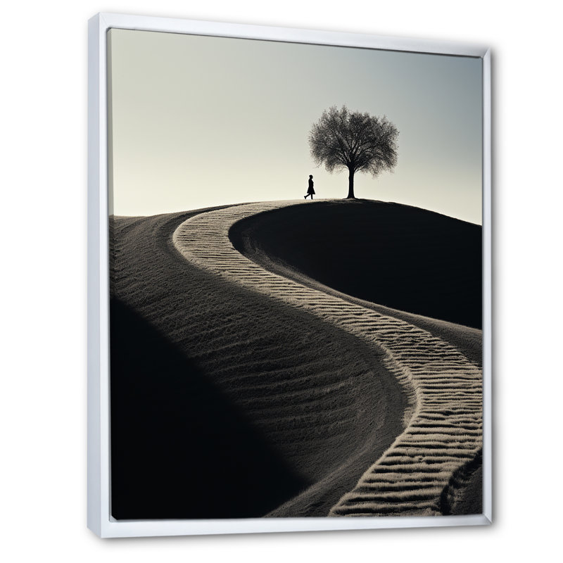 Horizon minimal noir et blanc, photo I, Cadre flottant blanc, H 32 po x l 16 po x P 1 po
