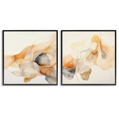 Abstrait aquarelle pêche, ensemble de 2 giclées par Irena Orlov