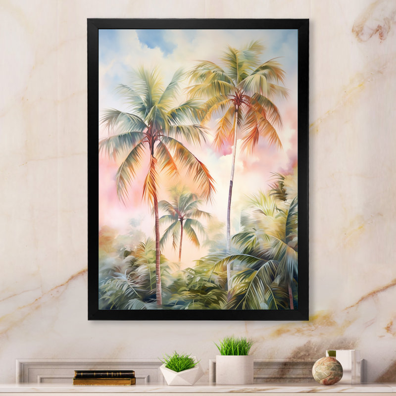Décoration murale Lindamere Palm Trees Romantic Sunset III - Palmiers et palmiers, H 32 po x l 16 po x P 1 po