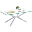 Table basse rectangulaire en verre trempé transparent de 39,37 pouces de style moderne avec pieds en métal durables pour le salon