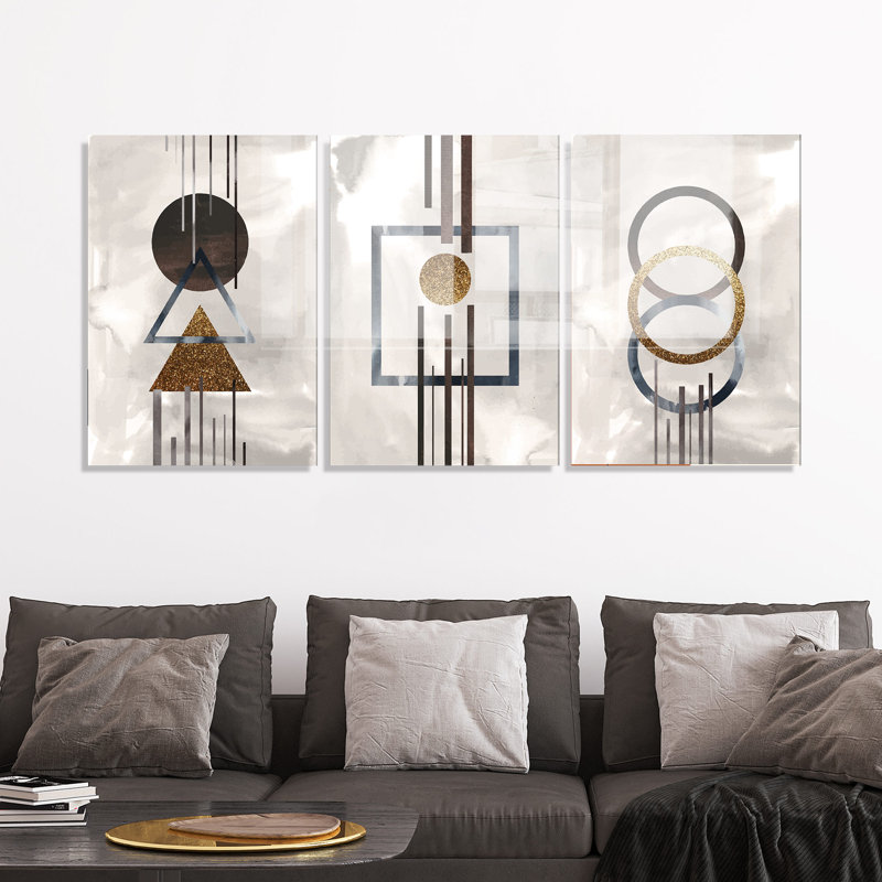 3 Piece No Frame Print Set on Glass, 50cm H x 70cm W x 0.4cm D