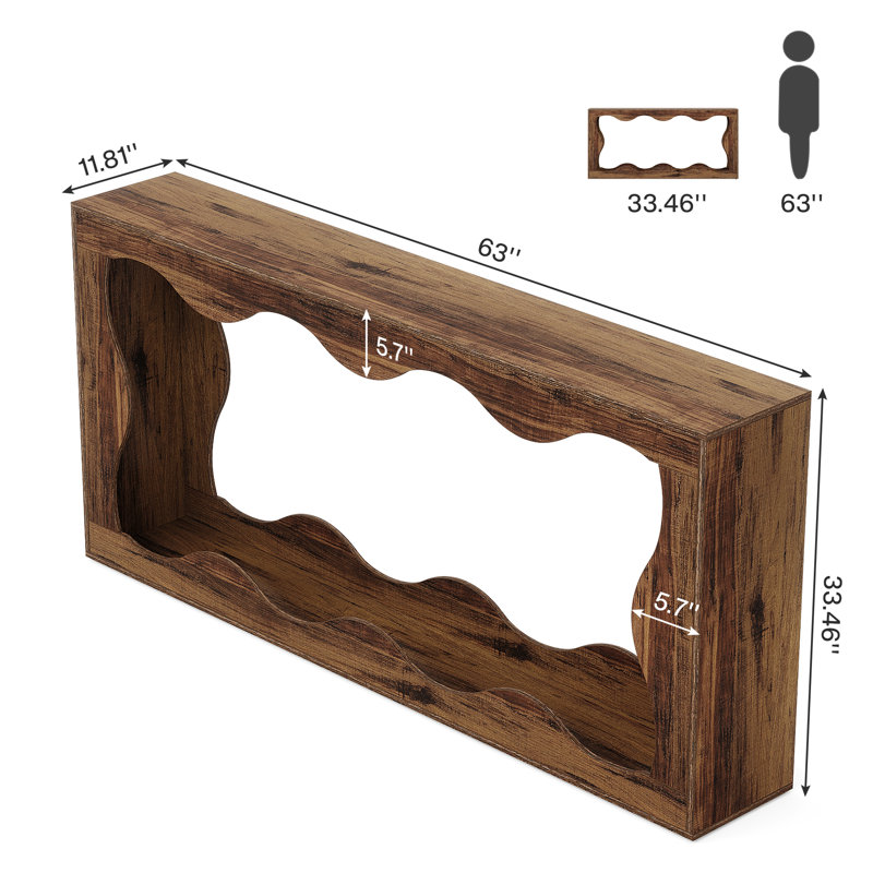 63 Inches Console Table with Storage, Brown