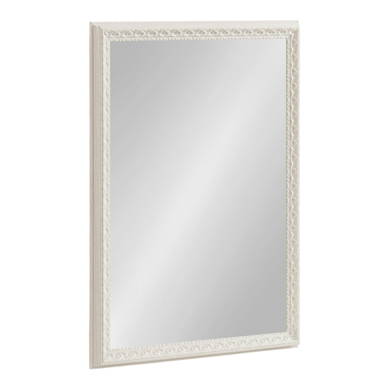 Bedell Ornate Rectangle Framed Wall Mirror, Soft White, 24" x 18"