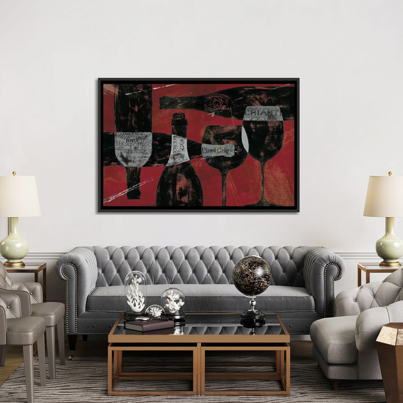 « wine selection », impression sur toile, Toile avec cadre noir, Pas de tapis, H 40 po x l 60 po x P 1,5 po