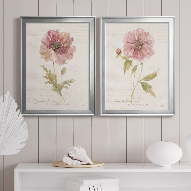 «Soft Poppy», ensemble de 2 reproductions d'art sur toiles, Silver Framed Canvas, H 18,5 po x l 49 po x P 1,5 po