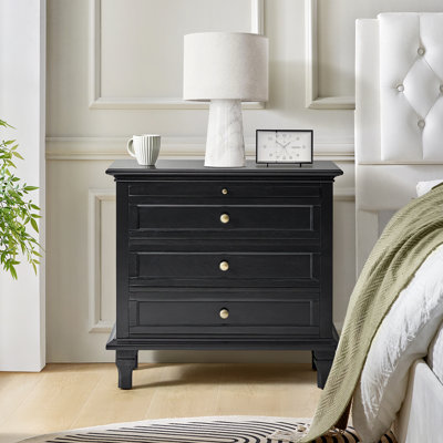 Arthelia Traditional 28.37''W 3-Drawer Nightstand with Charging Station and Pull-out Shelf
