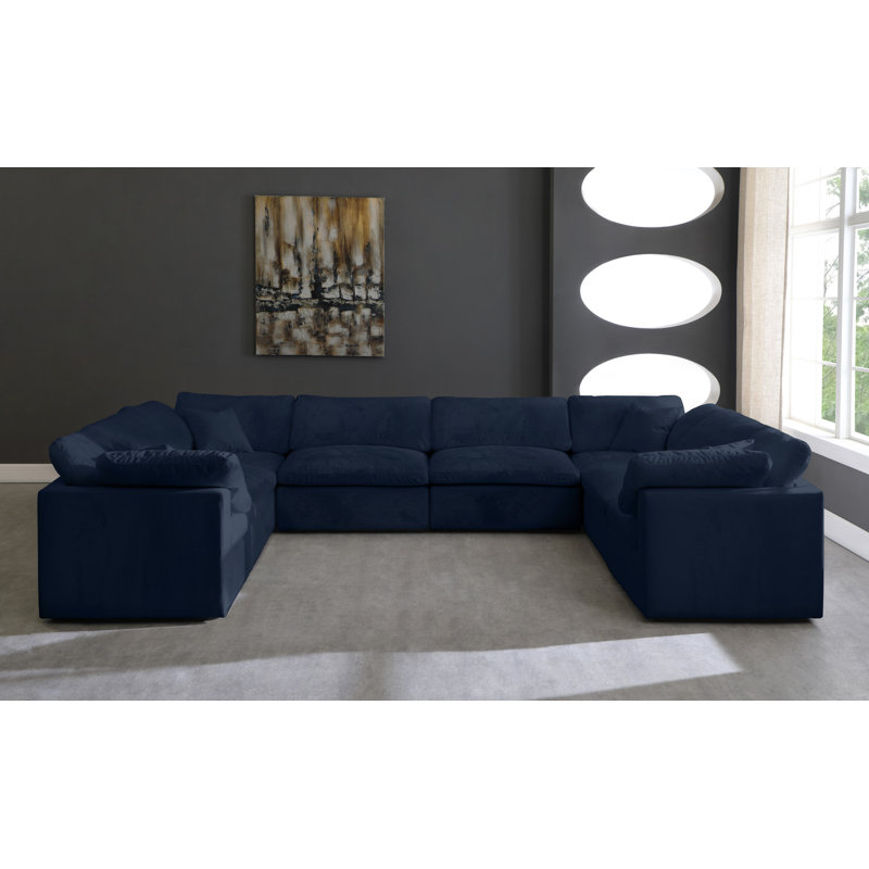 Canapé modulaire réversible en velours Cozy, Velours marine