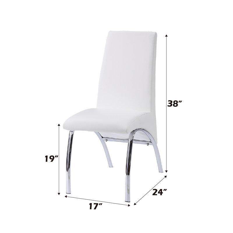 Chaise d'appoint sans accoudoirs à dossier haut en cuir synthétique blanc avec dossier haut en similicuir blanc et pieds courbés en métal à motif en polyuréthane d'une capacité de 220 lb Capacité de 17 po de profondeur sans tablier