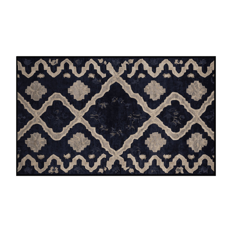 Machine Washable Gray Area Rug, Rectangle 5' x 8'