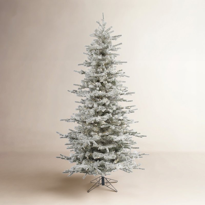 Sierra Flocked Slim Sierra Artificial Christmas Tree with LED Warm White Lights, 8.5' H