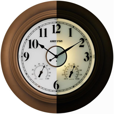 Grande horloge murale contemporaine contemporaine avec thermomètre imperméable, 21 pouces