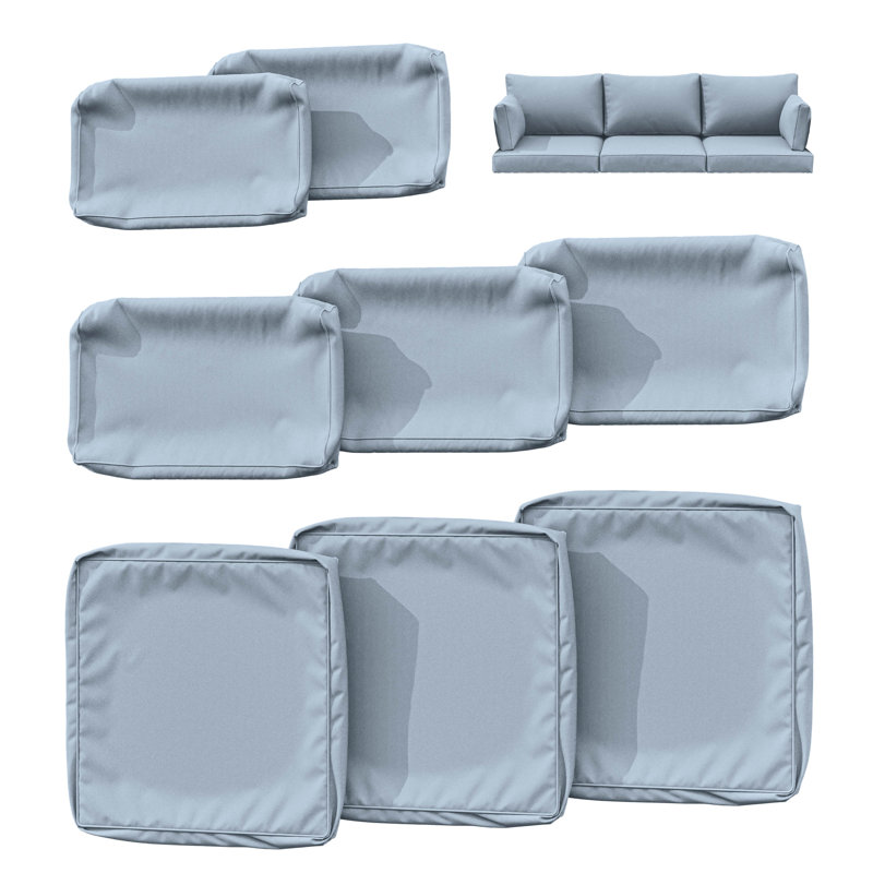Ensemble de housses de coussin d'extérieur 8 pièces Cartert pour coussins d'extérieur et meubles de patio , Bleu clair